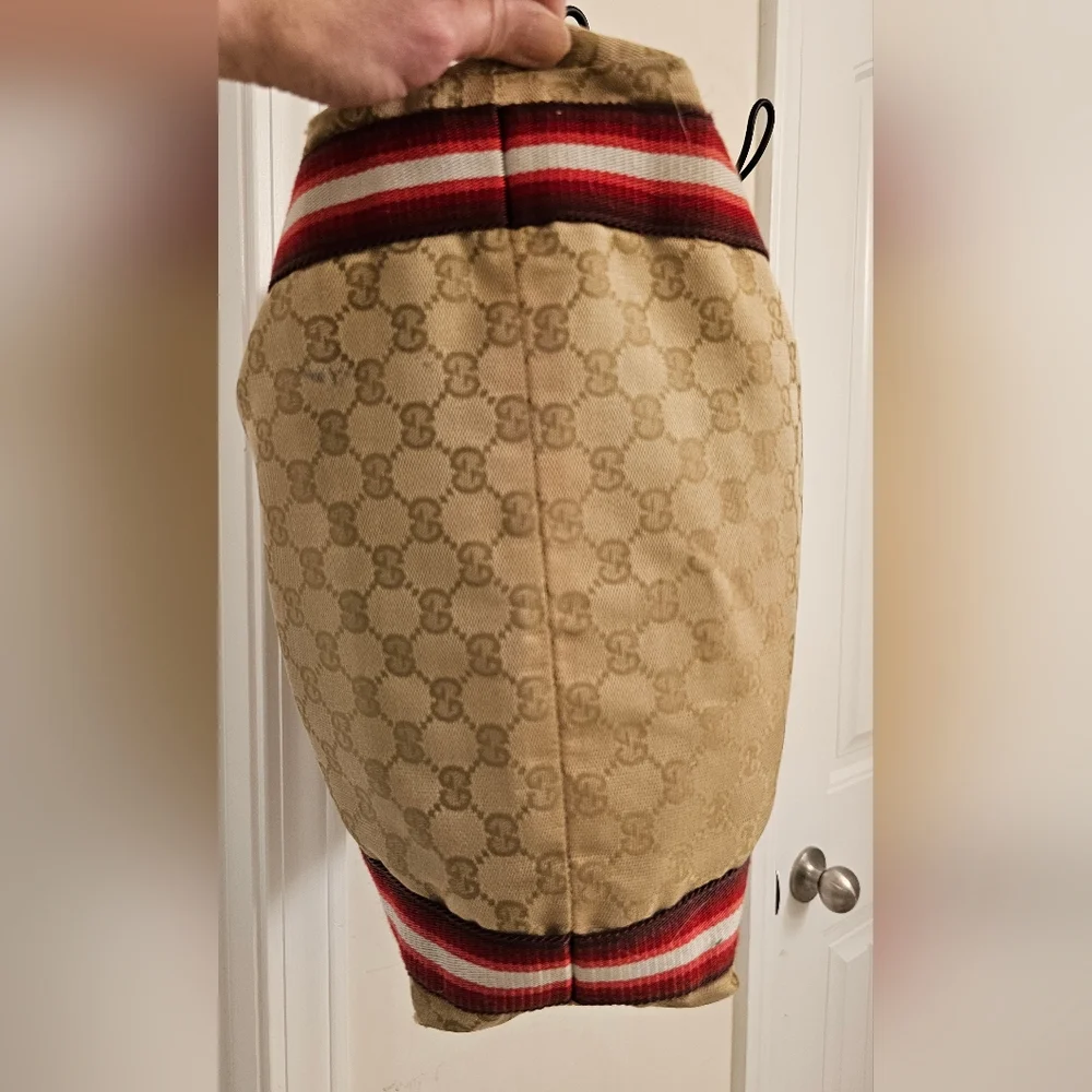 Gucci Monogram Tote with Red Netting